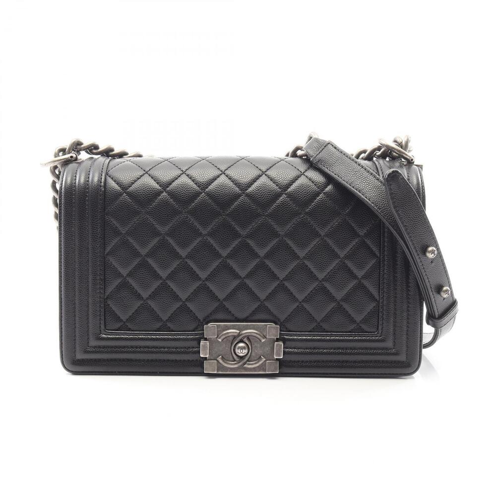 Chanel Boy Shoulder Bag Calfskin Cowhide Black